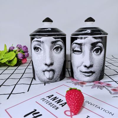 China Wholesale Home Aromatherapy Jar Decoration Retro Ceramic Home Accessories Lina Face Storage Bottle Cover Jars for sale