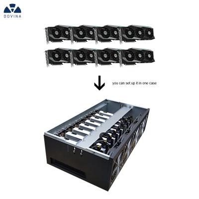 China With Steel Fan 12 Gpu Installation 3080Ti 3080Ti Graphics Card 8 Gpu Case With PSU. from 1800W 2000W 2500W for sale