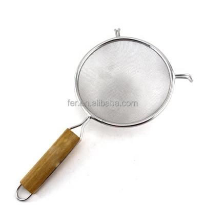 China SUSTAINABLE SMALL SIZE STAINLESS STEEL STRAINER WITH WOODEN HANDLE for sale