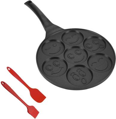 China Mini Pancake Pan 7 Hole Sustainable Nonstick Smiley Egg Pan Nonstick Kitchen Cooker Pancake for sale