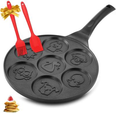 China Pan Round Ceramic Nonstick Mini Crepe Pan Griddle Pan Kitchen Breakfast 7 Hole Modern Omelet Nonstick Animal Crepe Pan for sale