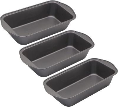 China 3 Sets Workable For Homemade Cake Bread Carbon Steel Gray Nonstick Toast Pans for sale