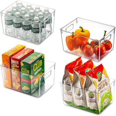 China Sustainable Food Storage Box Clear Plastic, 4 Food Storage Boxes With Handles, Large PET Food Matching Clear Box Rectangle for sale