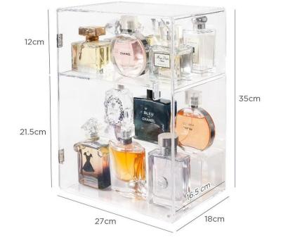 China 428555 Creative Desktop Cosmetics Storage Box Sustainable PS Material Storage Box Split Plastic Perfume Storage Box for sale