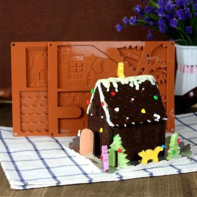 China 131578 Modern Christmas Silicone Cake Mold DIY Christmas House Chocolate Mold Candy Molds for sale