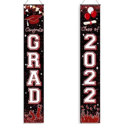 China Class of 2022 Hanging Graduation Banners Porch Sign of 2022 and Congratulations Graduate Banner Party for Door Indoor/Outdoor Home Decoration for sale