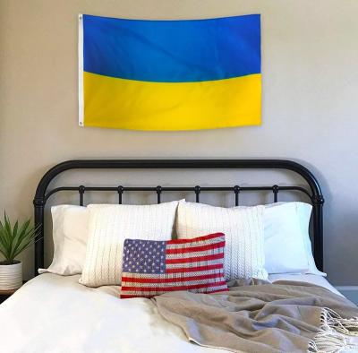 China Wholesale 3x5 FLYING Feet Ukraine & Double Stitched Country Flags Polyester With Brass Grommets Custom Banner for sale