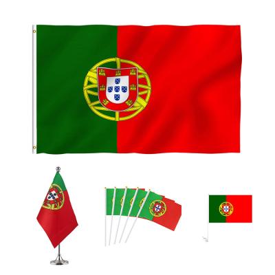 China 100% FLY Polyester 3x5 Foot Portugal Flag Double Stitched Portuguese National Flags Polyester With Brass Grommets Banner for sale