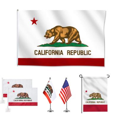 China Wholesale 3x5 Feet California Flag FLYING And Double Stitched Californian CA State Bear Flags Polyester New California Republic Banner for sale