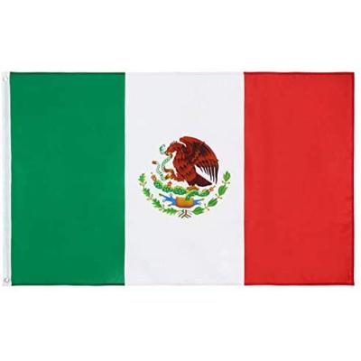 China Health Care Institute RTS Wholesale 3x5ft Mexico High Quality Polyester Red White Green 100% Mexican Flag With Two Grommets for sale