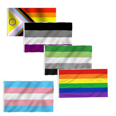 China FLYING Polyester 3X5ft Rainbow Flag Custom Design Gay Pride Banner LGET Printing Bright Color Flags All Countries for sale