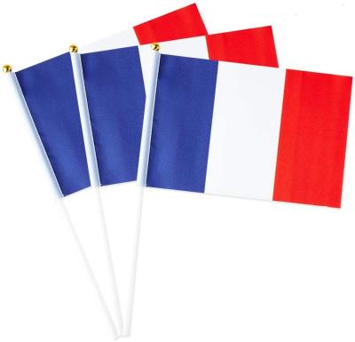 China Hainging Party Decorations World Cup Festival Events Small Mini French Country France Hand Held Flag With Stick for sale