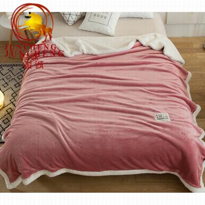 China Wholesale Anti-Static Double Side Sherpa Fleece Flannel Size Four Side Blanket for sale