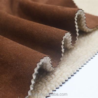 China Antistatic Popular Brown Color Suede Fabric Bonded Sherpa Fleece for sale