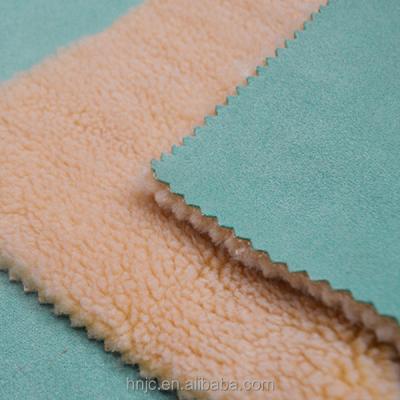 China Knitted bonded suede fabric anti-static sherpa weft bonded fleece for sale