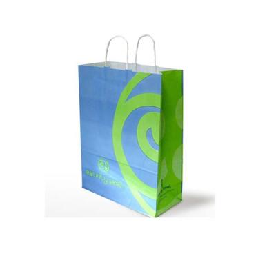 China Handmade Cheap Simple Supermarket Twisted White Handle Kraft Paper Bag With Handle for sale