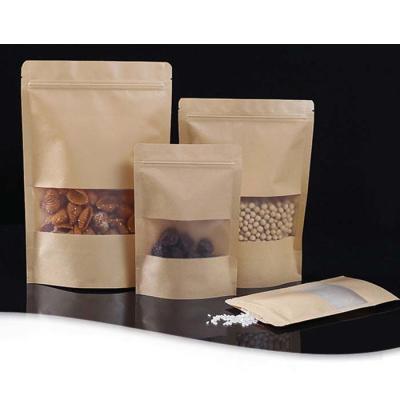 China Recycled Materials Kraft Paper High Barrier Vacuum Food Packaging Dry Bag With Clear Window for sale