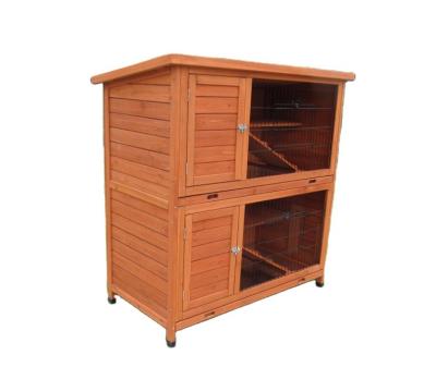 China Sustainable Outdoor Wooden Pet Cage 2-Story Hutches for sale