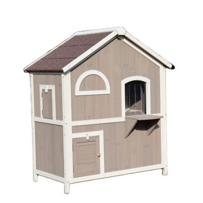 China Wholesale Wooden Pet Indoor and Outdoor Viable Dog Cat House with Stairs 2 Layers for sale