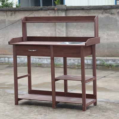 China Chinese Fir Wood Or Spruce Wood Outdoor Potting Bench Wooden Garden Potting Bench for sale