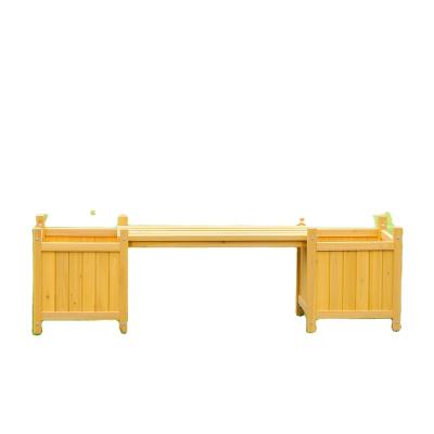 China Log Bench Wooden Flower Pot Planter Log Bench Garden Flower Planter Bench Outdoor Wooden Pot Box Planter for sale