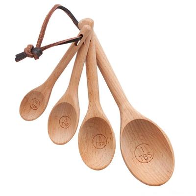 China 4Pcs/Lot Wood Measuring Stocked Spoon Set Kitchen Cook Set Cook Wooden Tea Measuring Spoon Spoon Cooking Spoon Set for sale