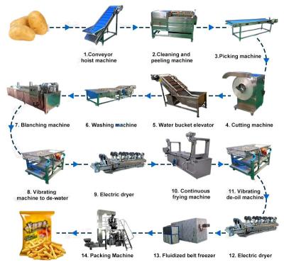 China Linha de produção industrial automatizada de batatas fritas e batatas fritas para produção à venda