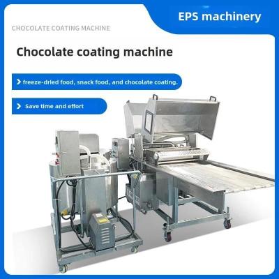 China 380V Macadamia Chocolate Syrup Vriesgedroogde Fruit Coating Machine met koeltunnel Te koop