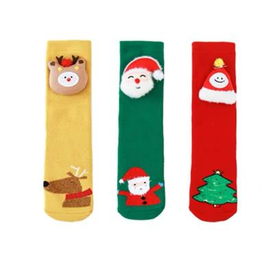 China Wholesale Breathable Girls' Lovely Muppets Christmas Thickened Long Terry Socks for sale