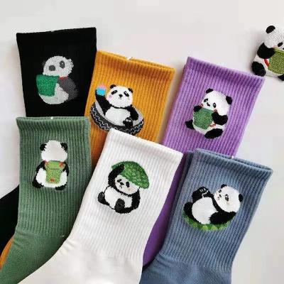 China Cartoon Sporty Funny Socks, Panda Animal Print Kawaii Japan Cute and Korean Style Spring Autumn Women Fashion Happy Cotton Socks for sale