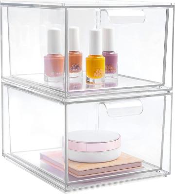 China Stackable Stackable and Transparent Drawer Storage Box - Ideal for Cosmetics, Dust-Free Storage of Miscellaneous Items, Snacks, Desktop Or for sale