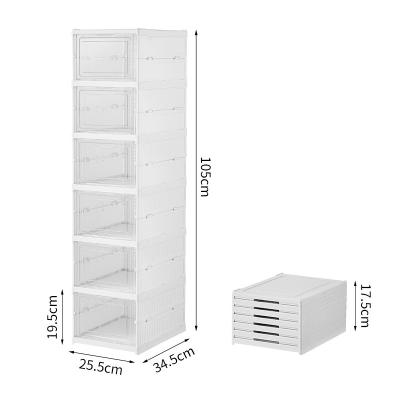 China Collapsible Home Shoe Storage - Transparent Dust-Resistant Multi-Layer Shoe Cabinet, Creative Plastic Side-Opening Foldable Shoe Box for sale