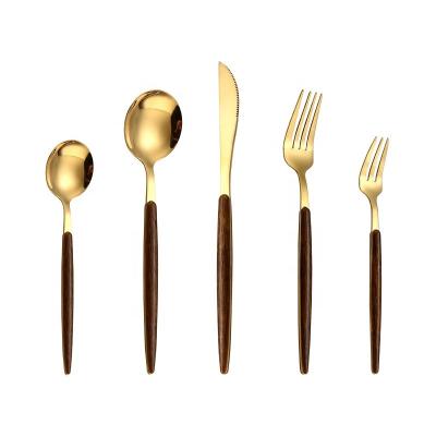 China Sustainable Royal luxury dinnerware set heavy hospitality flatware gold stainless steel vintage hotel cutlery for sale