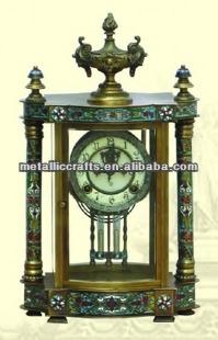 China The 18th century brass clock JG8004-4 240x165x420mm American antique luxury gilt imitation glass enamel four mantel for sale