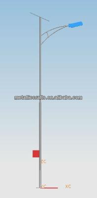 China Roadway 6 M Height Galvanized Solar Street Light Lighting Pole With Twin Lamps for sale