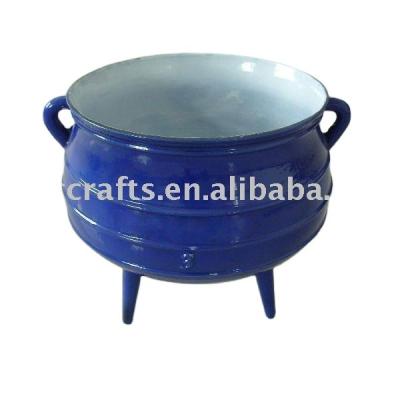 China Size 3 Viable Cast Iron Blue/Red/Black Enamel South African Potjie Pot for sale