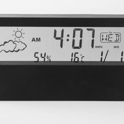 China Modern Ins Style Transparent Solid Color Hygrograph Weather Display LED Clock Desktop Children Students Electronic Alarm Clock for sale