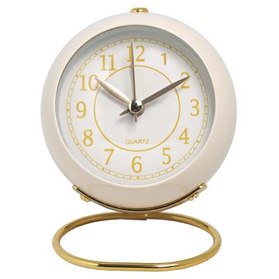 China Modern Simple Ins Style Retro Silent Travel Time Student Dormitory Desktop Decoration Baking Paint Morandi Color Hour Clock for sale