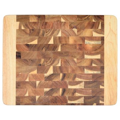 China Resturant Litchi Solid Wood Acacia Wood Splicing Cutting Board Household Supplementary Food Fruit Chopping Board Geometric Splicing Cuttin for sale