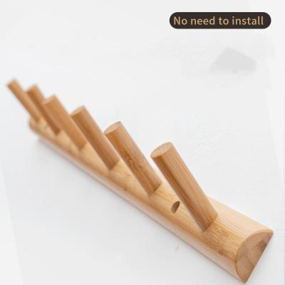 China Kitchen Dual-Purpose Durable Clothes Hook Bamboo Coat Rack Clothes Rack Simple Hanger Wall Hanging Bag Rack for sale