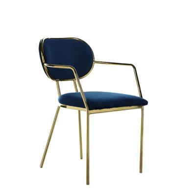 China (Other) Velvet Chair Modern Design Adjustable Luxury BLUE Chair Metal Dining Chair for sale