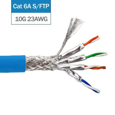 China Linkwylan Cat6A Cable SFTP 23AWG Network Installation LAN Cable Solid Wires Shielded 10G 500Mhz Hi-Speed ​​LSZH Support 4PPoE LW-CA6AS-500/BL for sale