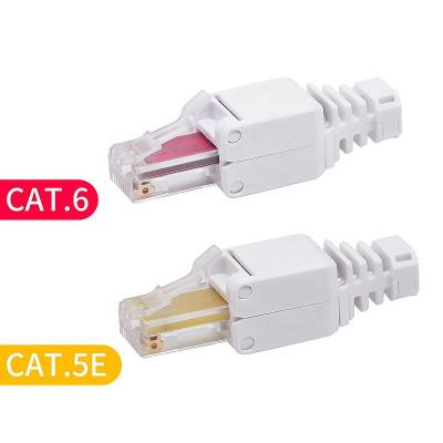 China RJ45 Plug Cat 5e Male 8P8C Field Plug Cat6 Toolless Plastic Field Modular Connector For Installation 23-24AWG Solid Cables for sale