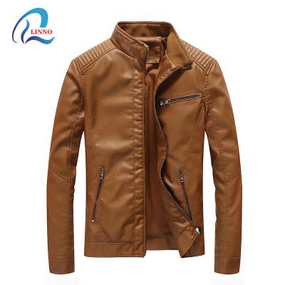 China Waterproof factory directly supply slim fit men's leather jackets autumn and winter clothing man business casual leather PU coated for sale