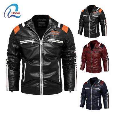 China New arrival waterproof men stand up coat high quality motorcycle collar autumn and winter fashion leather jacket for cool types for sale