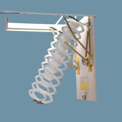 China Folding Ladders Titanium-Magnesium Alloy Pull Down Attic Stairs Trace Ladders for sale