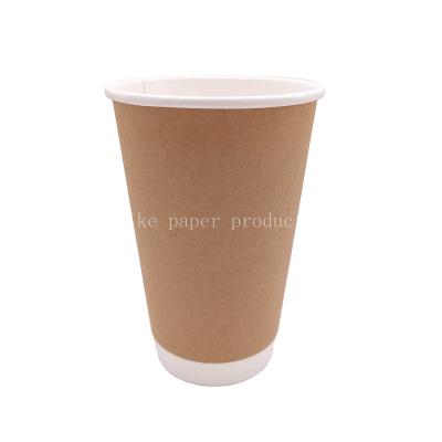 China Disposable Kraft Paper Double Wall Paper Cup For Hot Drink for sale