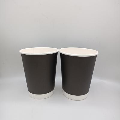 China Anhui Porcelain Disposable Eco Friendly 12oz Double Wall Black Paper Cups for sale