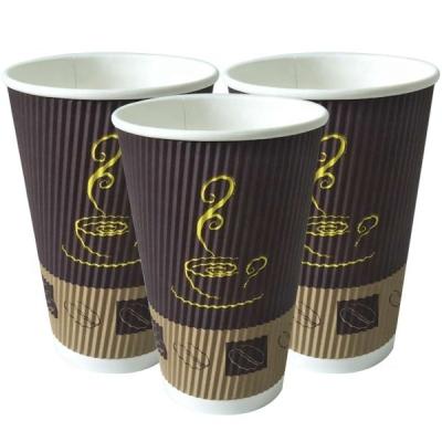 China Disposable Hot Drink Proofing With Biodegradable Coffeer Tea Packaging Cup Wrapper Double Ripple Cover PLA Corrugated Paper Accept for sale