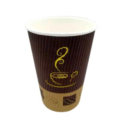 China Sale 16oz 450ml single wall ripple handmade hot raw material good quality pe insulated corrugated disposable paper cup for hot drink for sale